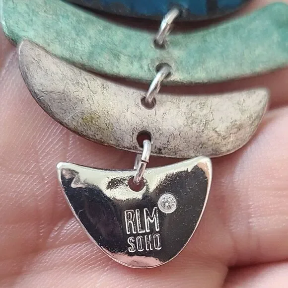 Robert Lee Morris Soho Earrings Chandelier Fishtail Dangle Silver Metal Cobalt - Picture 3 of 6